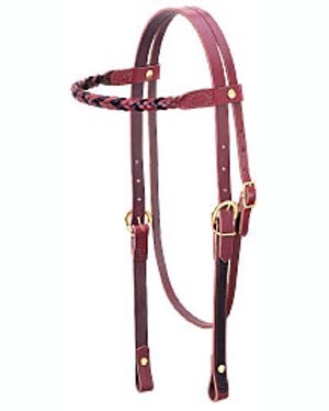 Weaver Browband Headstall 2 Tone 5 Plait Chocolate