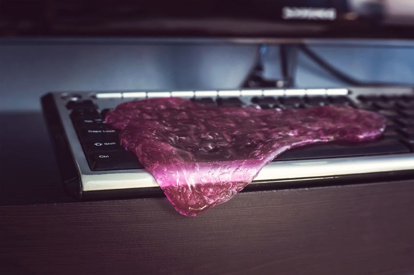 Cleaning a keyboard with special keyboard-cleaning goop