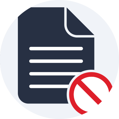 Document with a prohibition sign icon