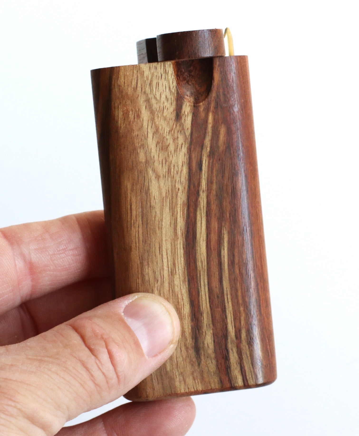Caribbean Rosewood Swivel Lid Dugout & One Hitter-Classy Handcrafted American Stash Box