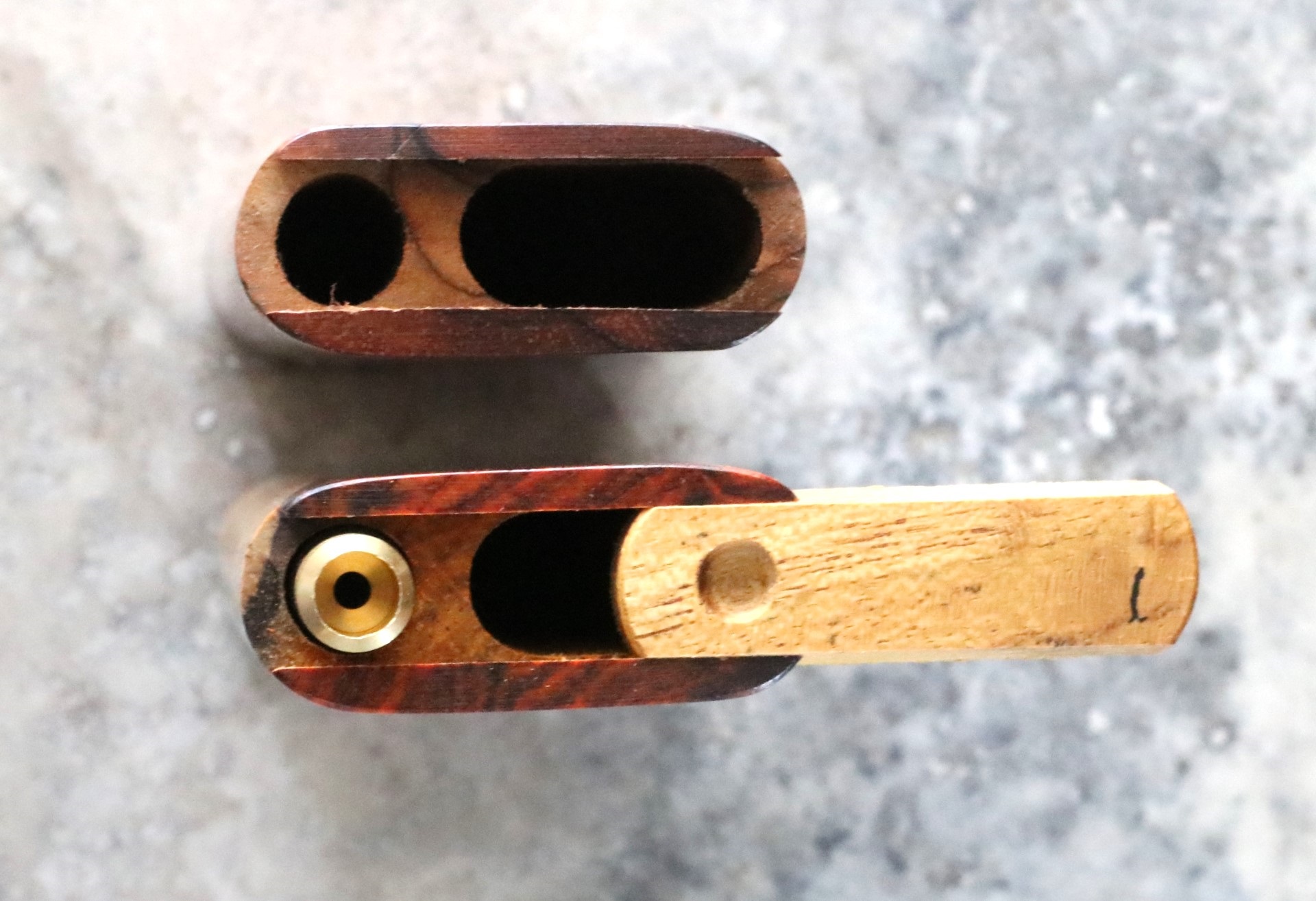 Cocobolo Slider Lid Dugout & One Hitter-Classy Handcrafted American Stash Box