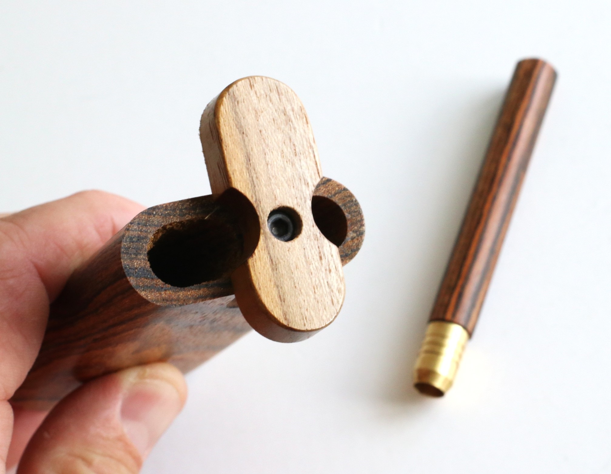 One of a Kind Bocote Swivel Lid Dugout & One Hitter Pipe