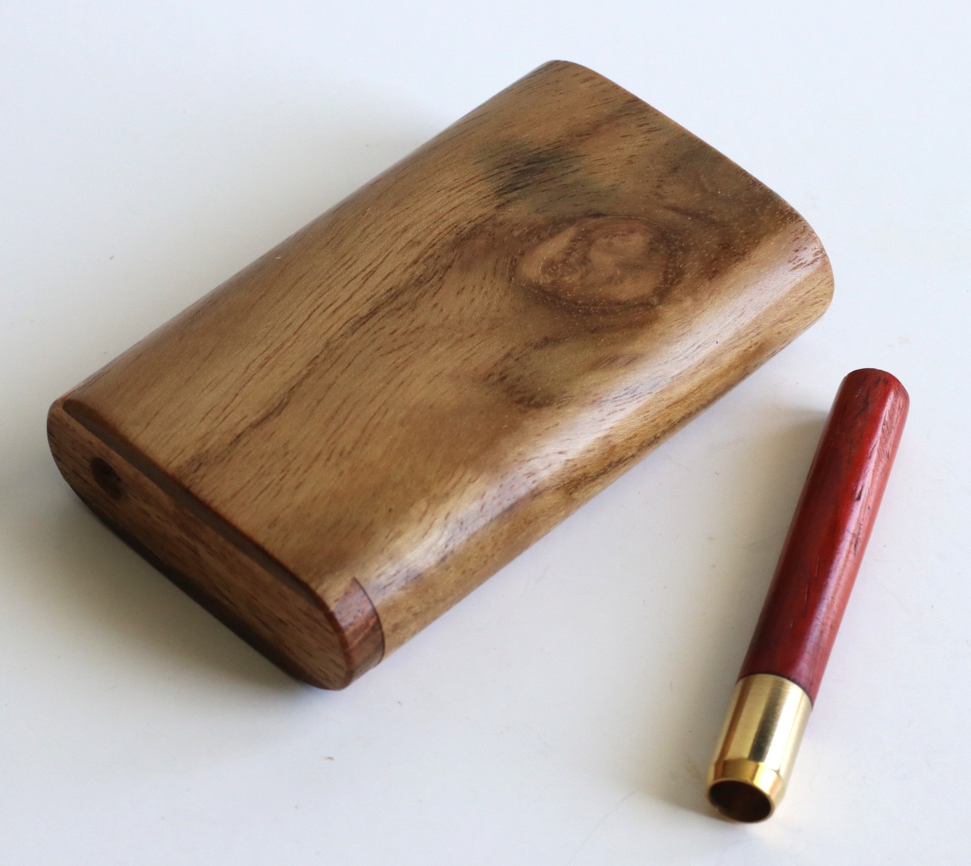 Teak Wood Dugout & One Hitter-3" Slider Lid-American Crafted Stash Box-one of a kind