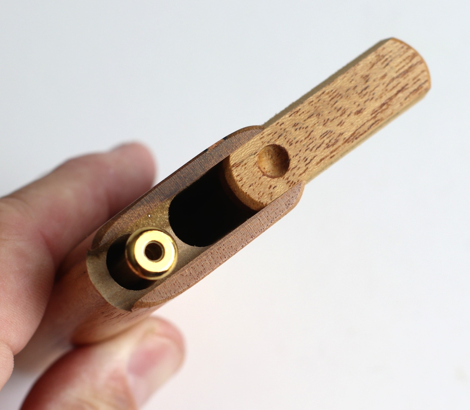 One of a Kind Teak Wood Dugout & One Hitter-Inlay Design