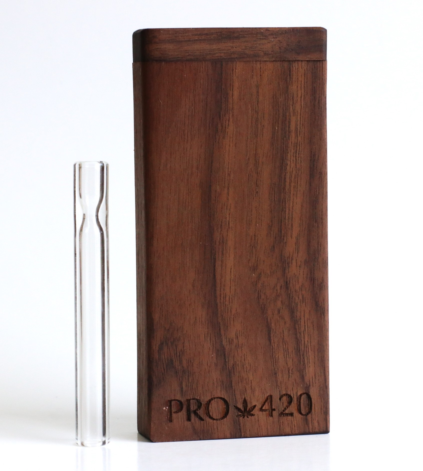 4" Walnut Wood Dugout-Premium Stash Box with One Hitter & Stash Cleaner