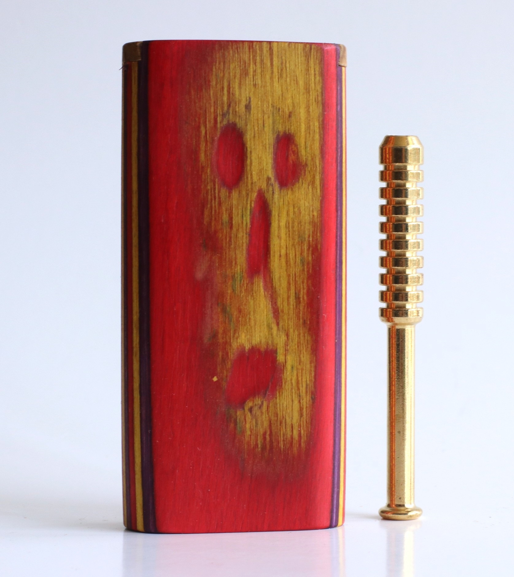 4" Rainbow Etched Slider Lid Dugout & One Hitter-One of a Kind American Made Dugouts