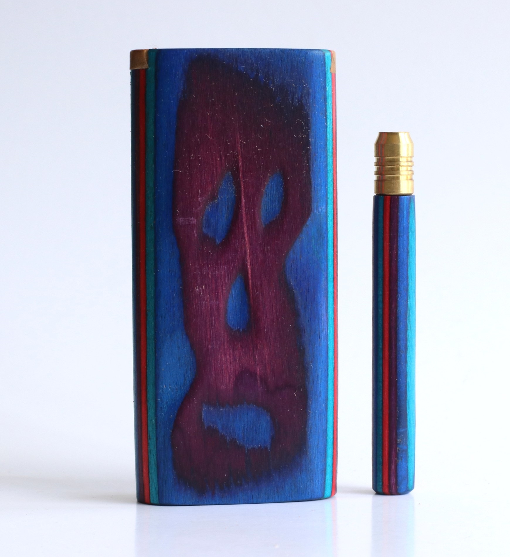 4" Blue Etched Slider Lid Dugout & One Hitter-One of a Kind American Made Dugouts