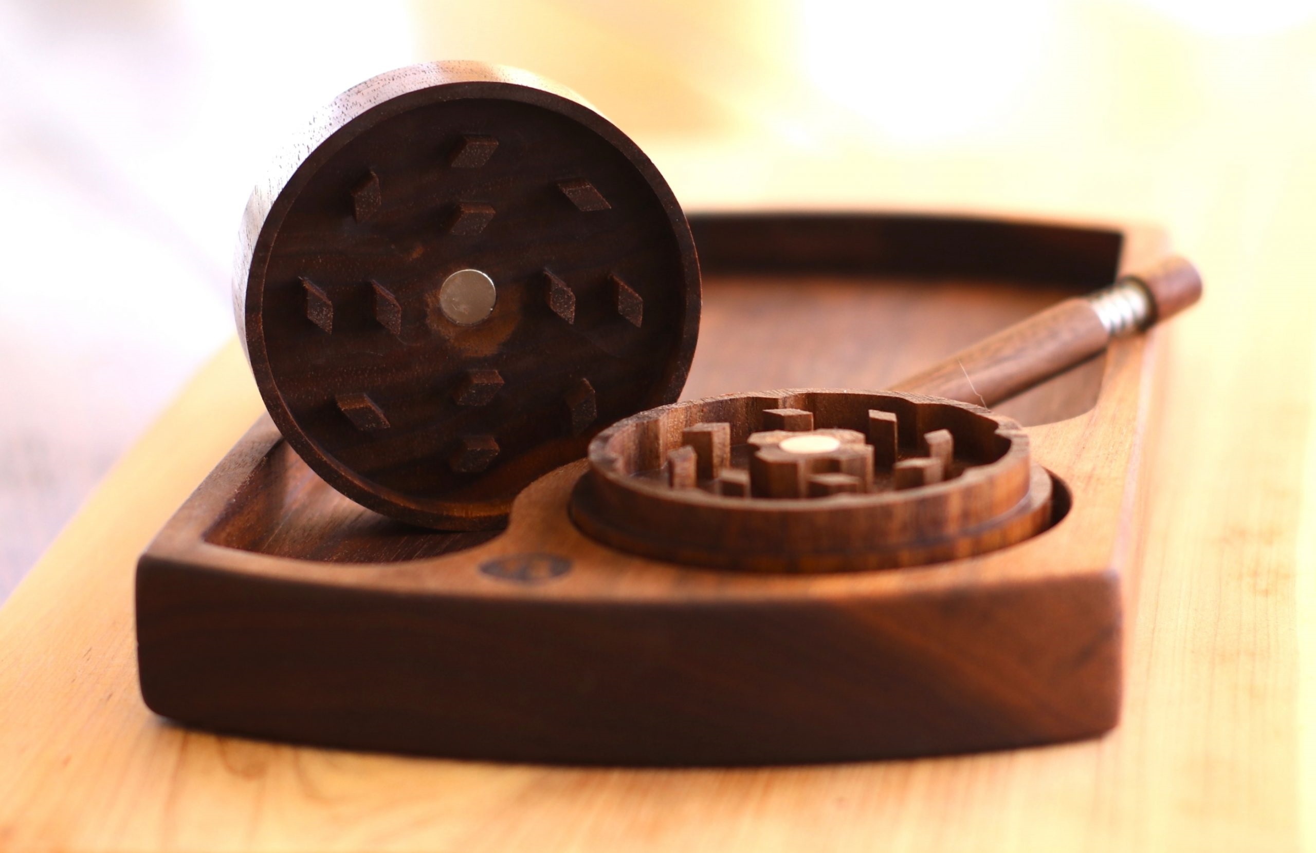 The Ultimate Tray- Handcrafted Walnut Rolling Tray for Smokers