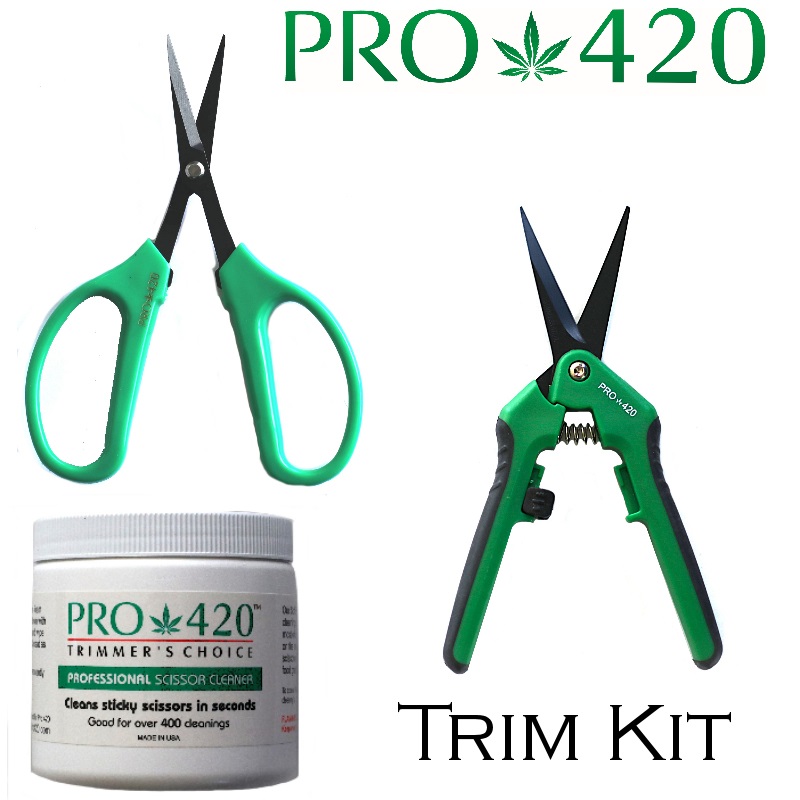 Professional Trim Kit-Fine Trim Scissors-Spring Loaded Scissors-Sticky Scissor Cleaning Solution-Bundle - Cleaning solution with Two pairs of pruning shears