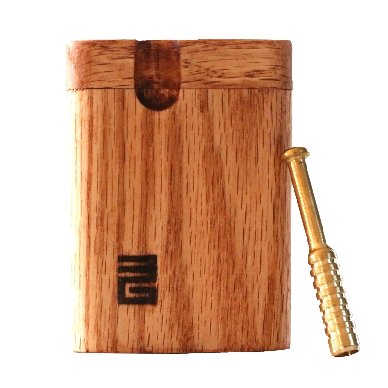 3" American Oak Wood Dugout & One Hitter Pipe-American Crafted Stash Box - Wood Dugout stash box