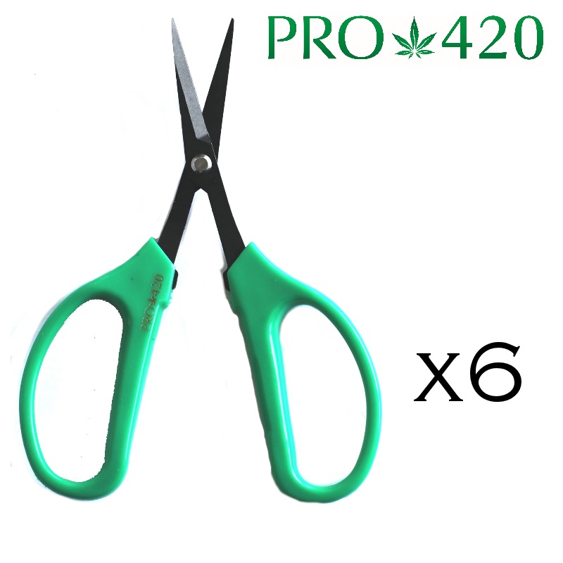 PRO 420 Scissors - 6 Pack of Classic Bonsai Professional Trimming Scissors for Cannabis - Marijuana Trim Scissors