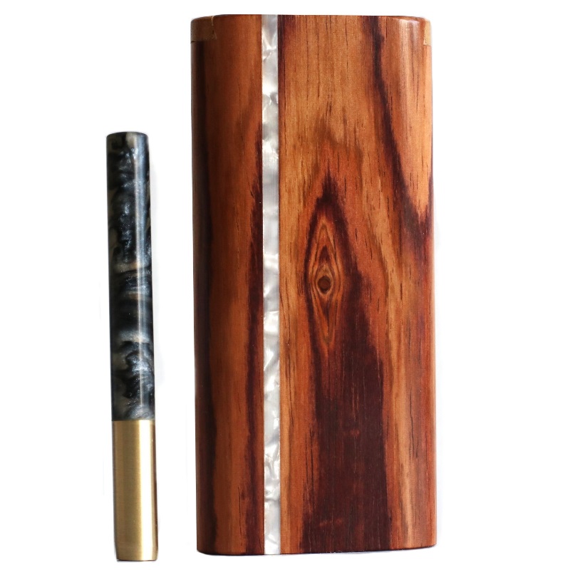 Honduras Slider Lid Dugout with Pearl Inlay and Special One Hitter - Handcrafted Wood Dugouts by PRO 420