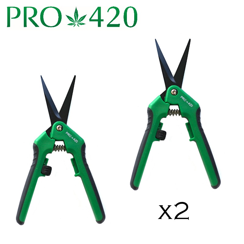 PRO 420 Spring Loaded Scissors- 2 Pack of Professional Trimming Scissors - Marijuana Trim Scissors