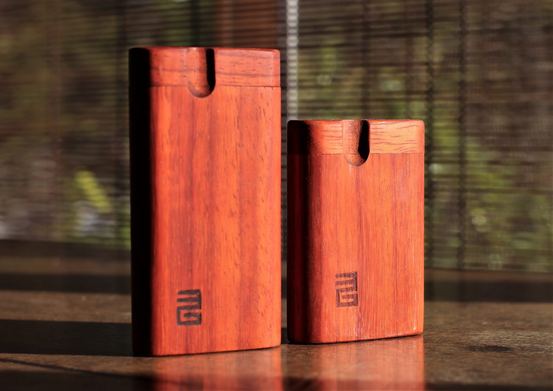 3rd Grain Padauk Wood Dugouts & One Hitter Pipe-American Crafted Stash Box - Padauk Rosewood Dugouts