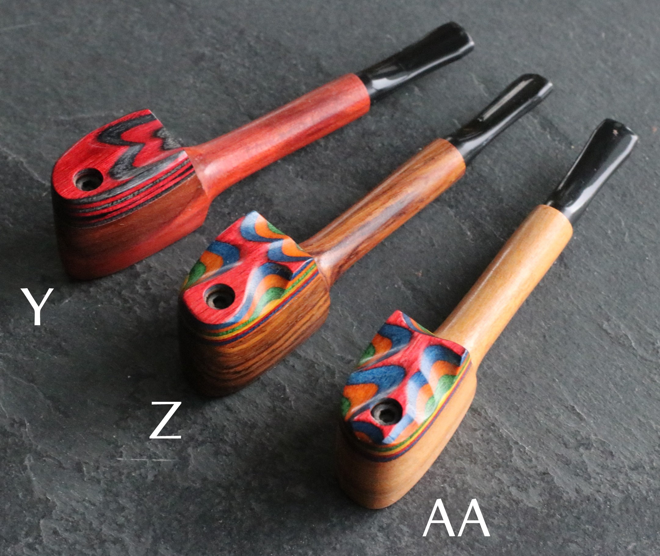4" Swivel Lid Wood Pipe-DC1 COLOR ETCH LID-Handcrafted American Smoking Pipe - Exotic Wood Pipe