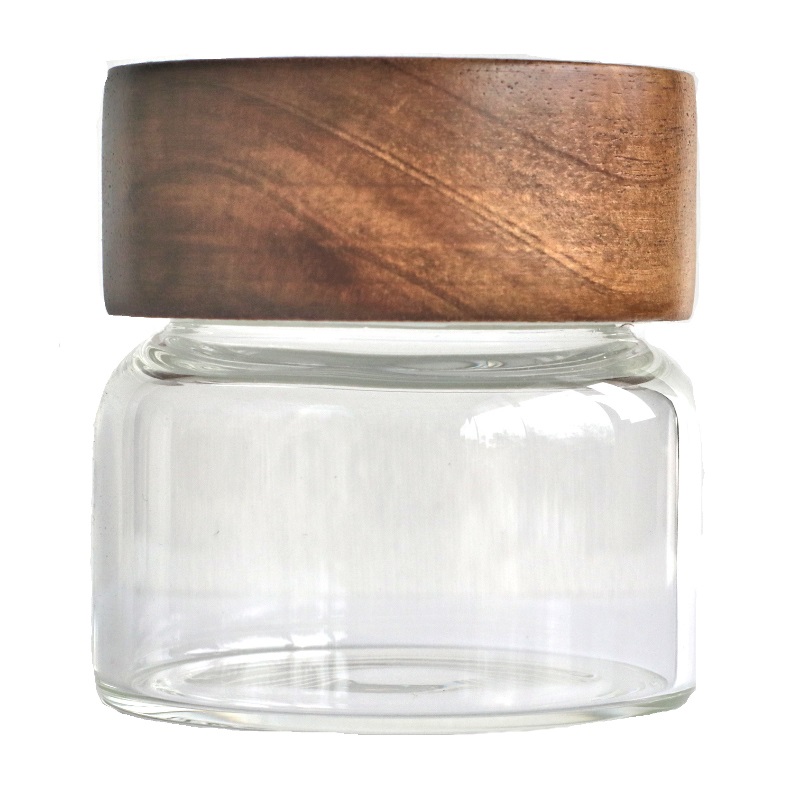 Glass Stash Jar with Bamboo Lid- Flat Top-Smell Proof Jar for Herbs & Spices - Glass Stash Jar with Bamboo Lid- Flat Top-Smell Proof Jar for Herbs & Spices