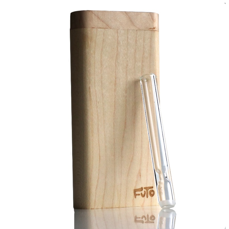 4" Maple Wood Dugout- by Futo- Premier Stash Box with One Hitter & Stash Cleaner - Futo Maple Dugout