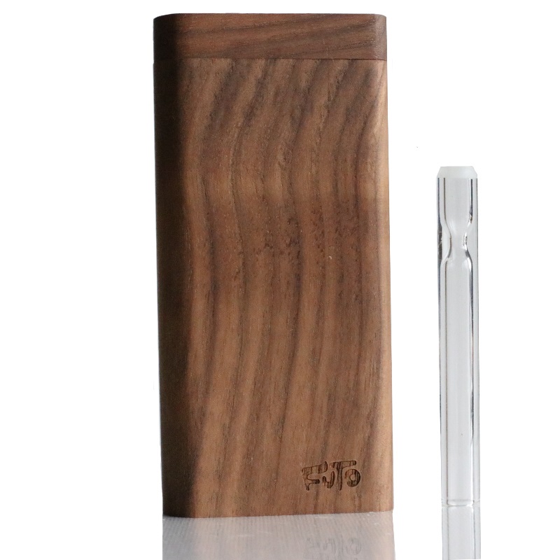 4" Walnut Wood Dugout- by Futo- Premium Stash Box with One Hitter & Stash Cleaner - Walnut Futo Dugout