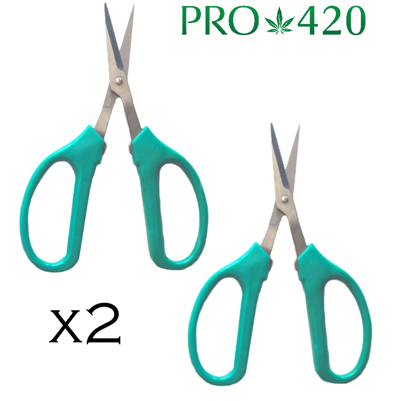 PRO 420 Classic Silver Scissors- 2 Pack- Harvest Scissors- Trim-Manicure-Professional Grade Scissors - Marijuana Trim Scissors