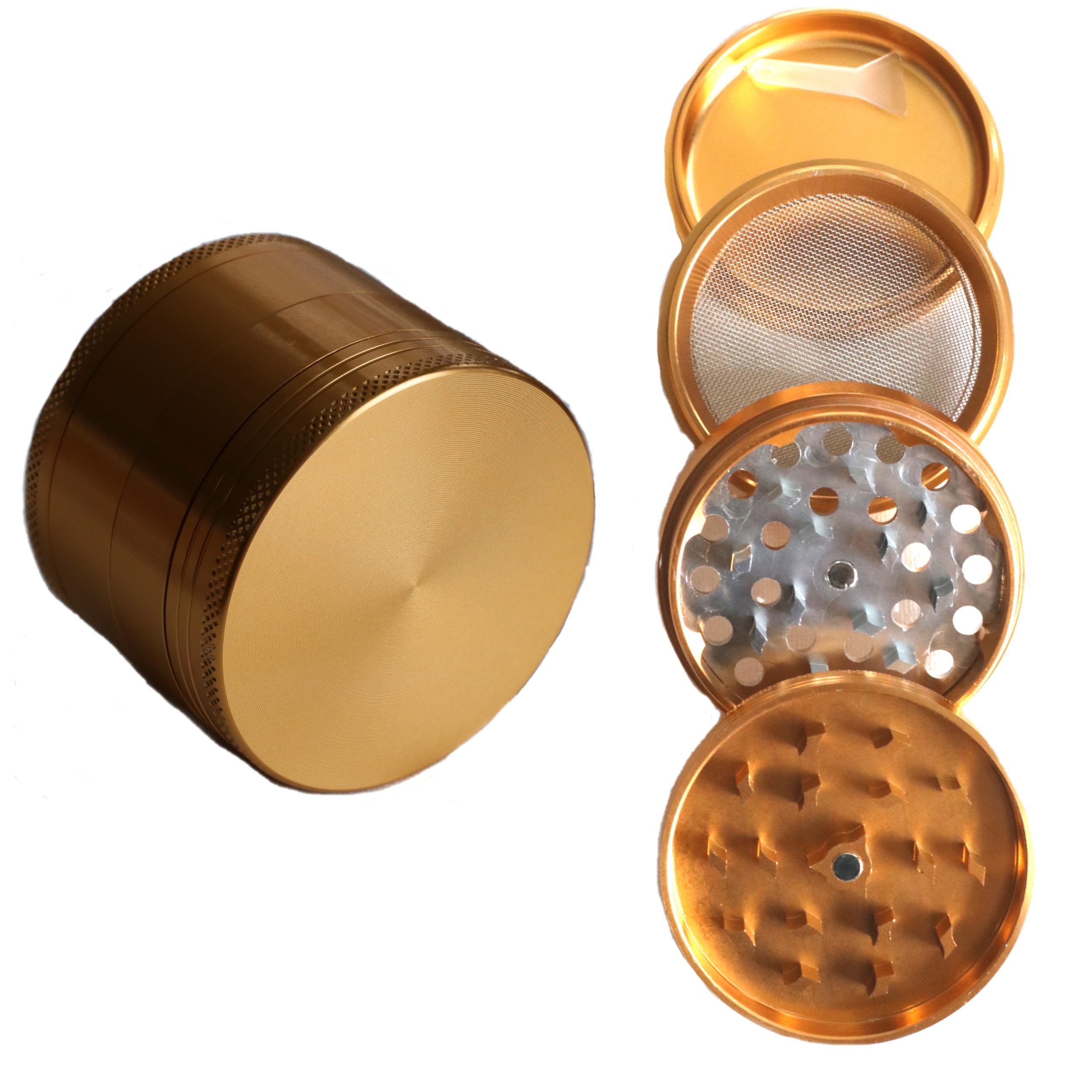 Gold Herb Grinder- 2.5" 4 Piece Professional Grade herb Grinder - Metal Herb Grinder