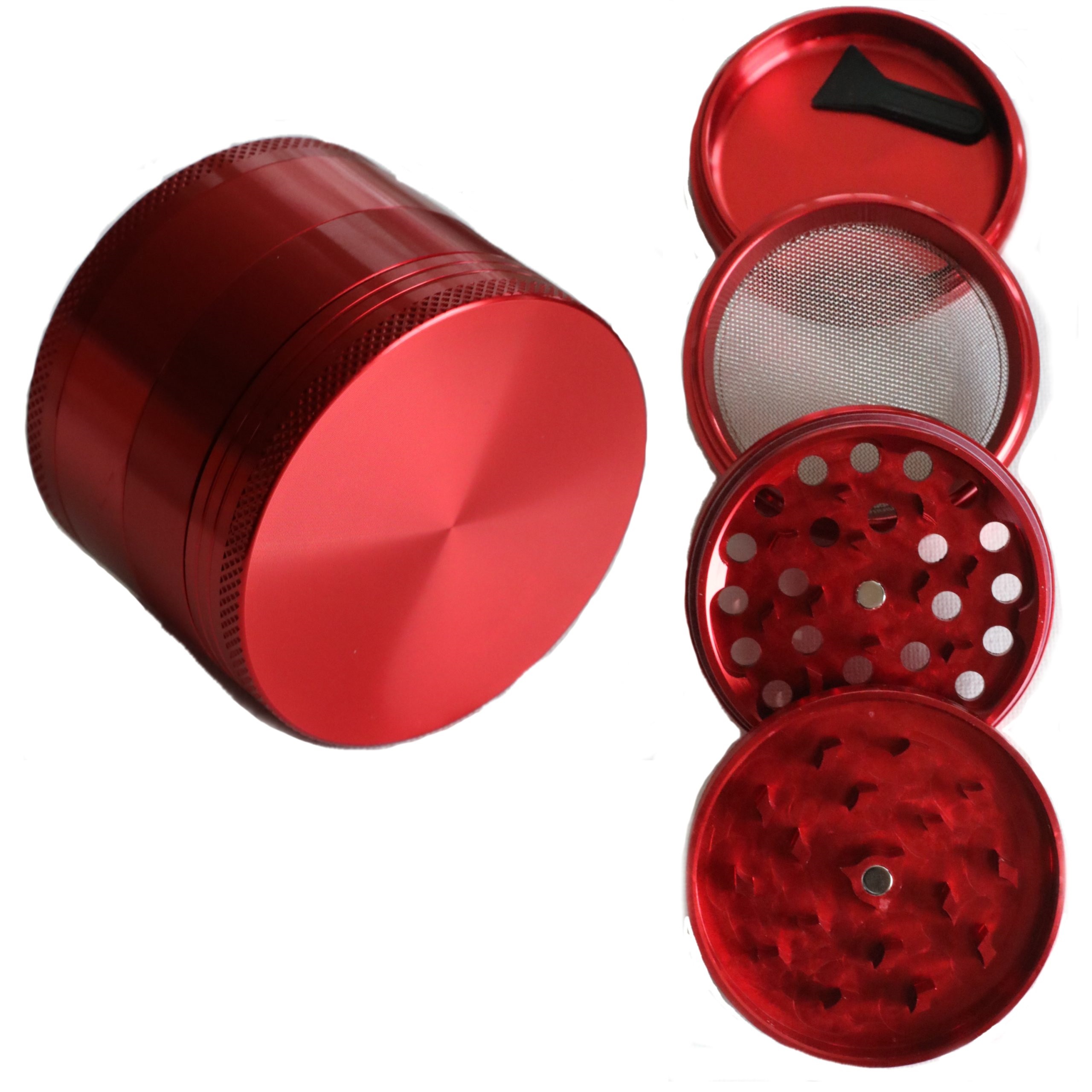 2.5" Red 4 pc Professional Herb Grinder - Metal Herb Grinder