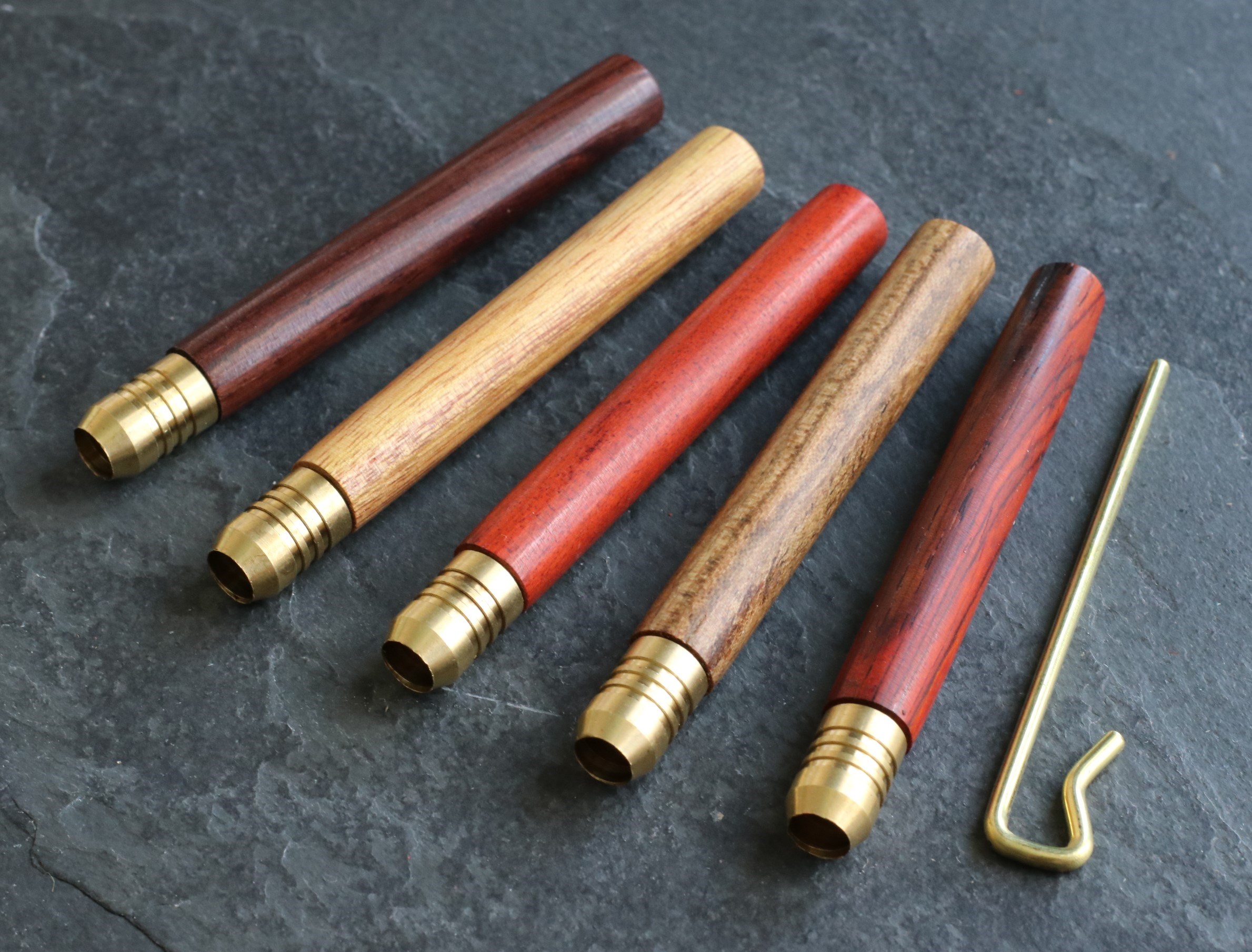 3" Exotic Wood One Hitter Pipes- Crafted Hardwood pipe with Brass Bowl - 3' Exotic Wood Pipes