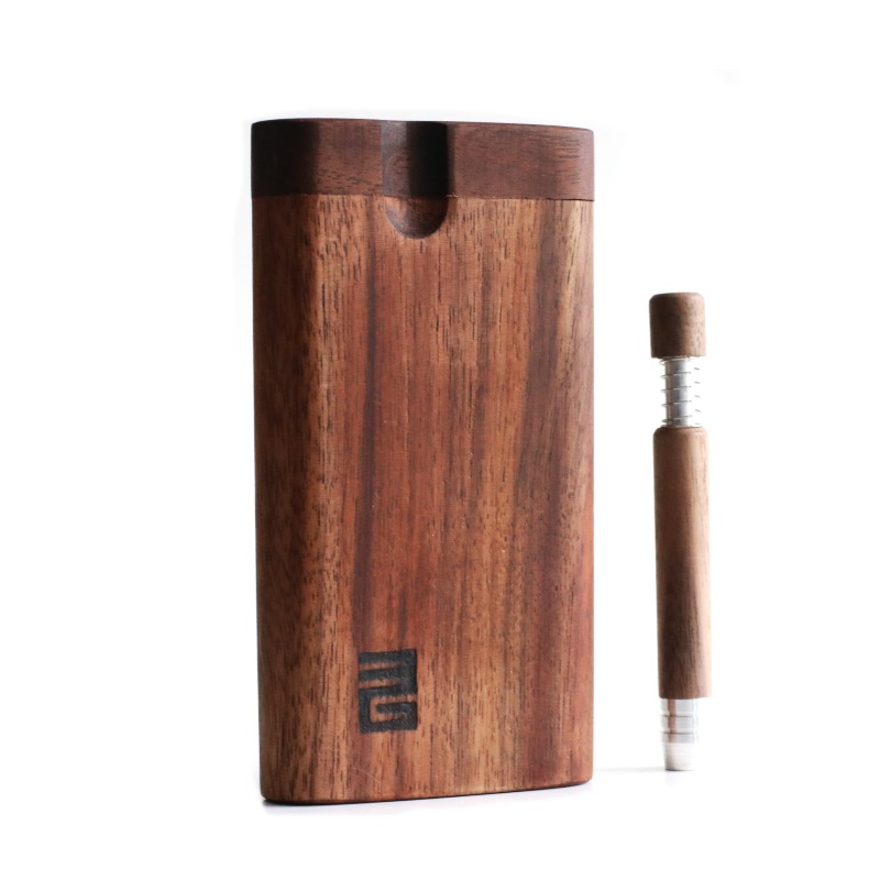 4" Black Walnut Dugout & Spring Loaded Walnut One Hitter-Perfect Match - 3rd Grain Walnut Dugout