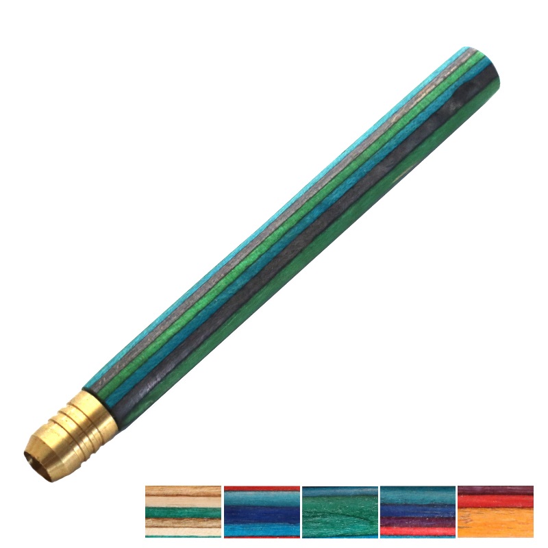 4" Rainbow Wood One Hitter Pipes- Crafted Hardwood pipe with Brass Bowl - 4' Rainbow Wood One Hitter Pipes- Crafted Hardwood pipe with Brass Bowl
