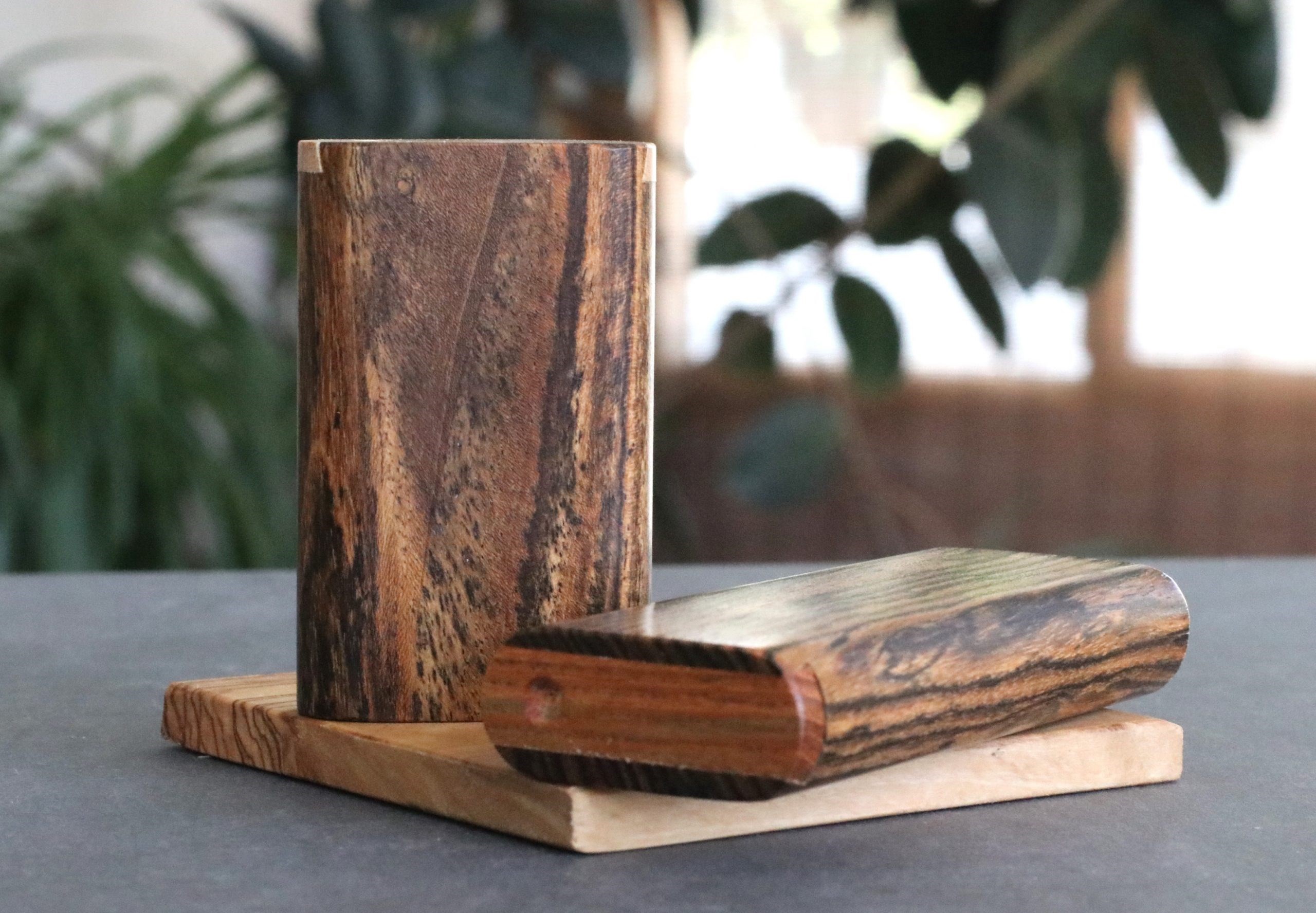 Bocote Wood Slider Lid Dugouts with Quality One Hitter Pipes - Bocote Slider Lid Dugouts