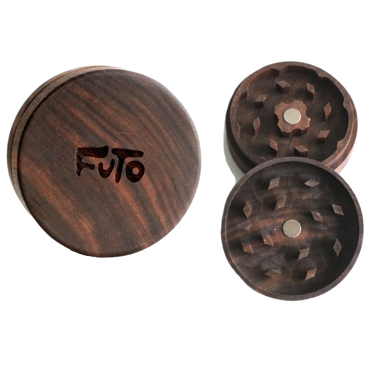 Futo Walnut Wood Grinder- 2 Piece simple easy to use herb grinder - Futo Wood Grinder