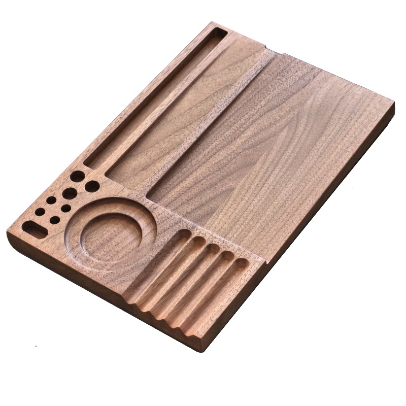 Handcrafted Walnut Wood Rolling Tray-MODEL 2- Large Stylish Tray for smoker's - Walnut Rolling Tray