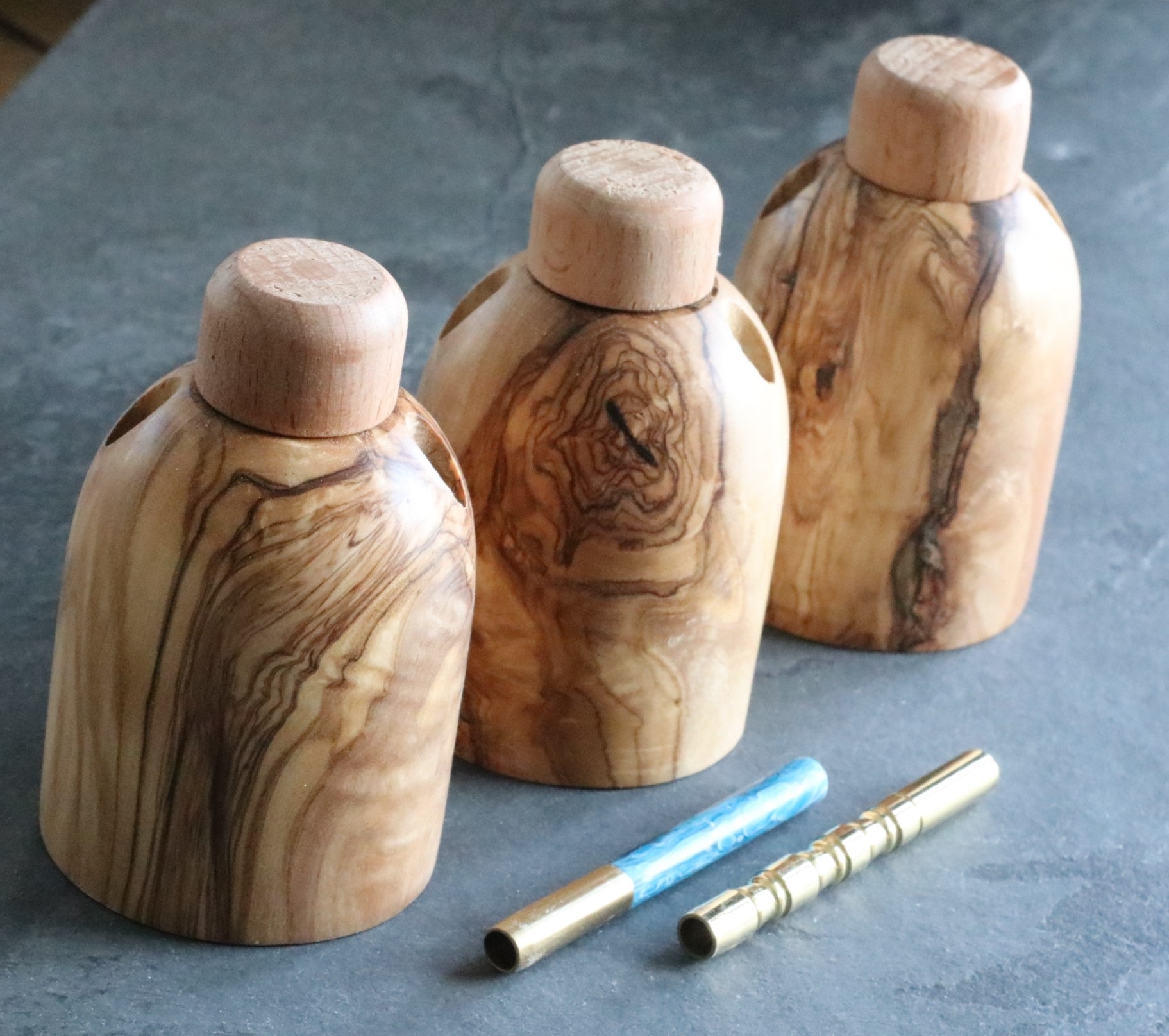 Olive Wood Tabletop Dugout- One Hitter Stash Box- Smoker's Gift