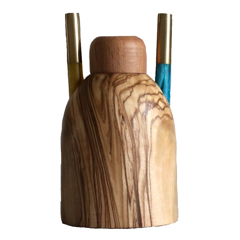 Olive Wood Tabletop Dugout- One Hitter Stash Box- Smoker's Gift - Olive Table Top Dugout