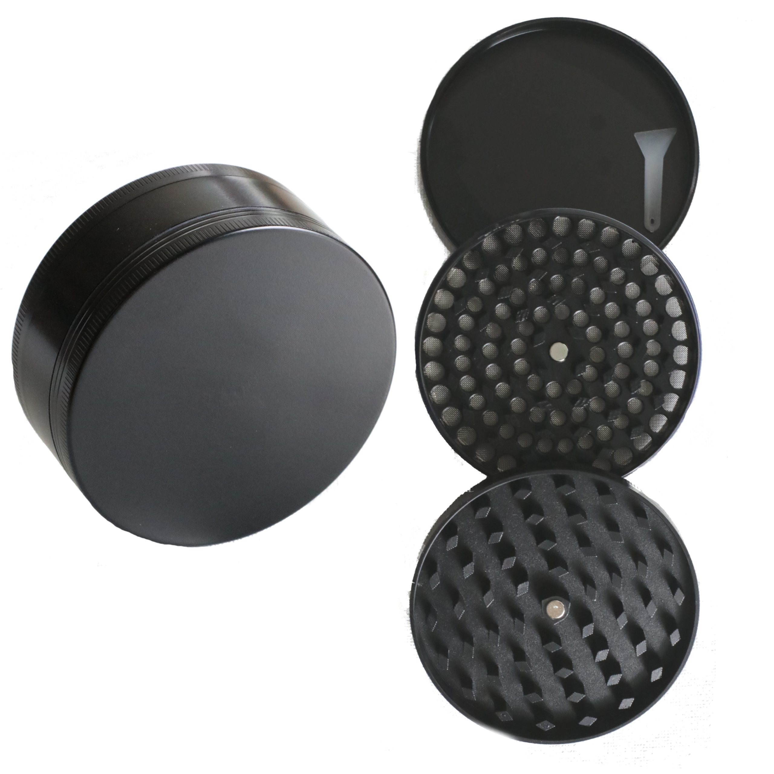 3" Professional Grade Herb Grinder- 3pc magnetic lid with screen- Top Quality-Black - Metal Herb Grinder