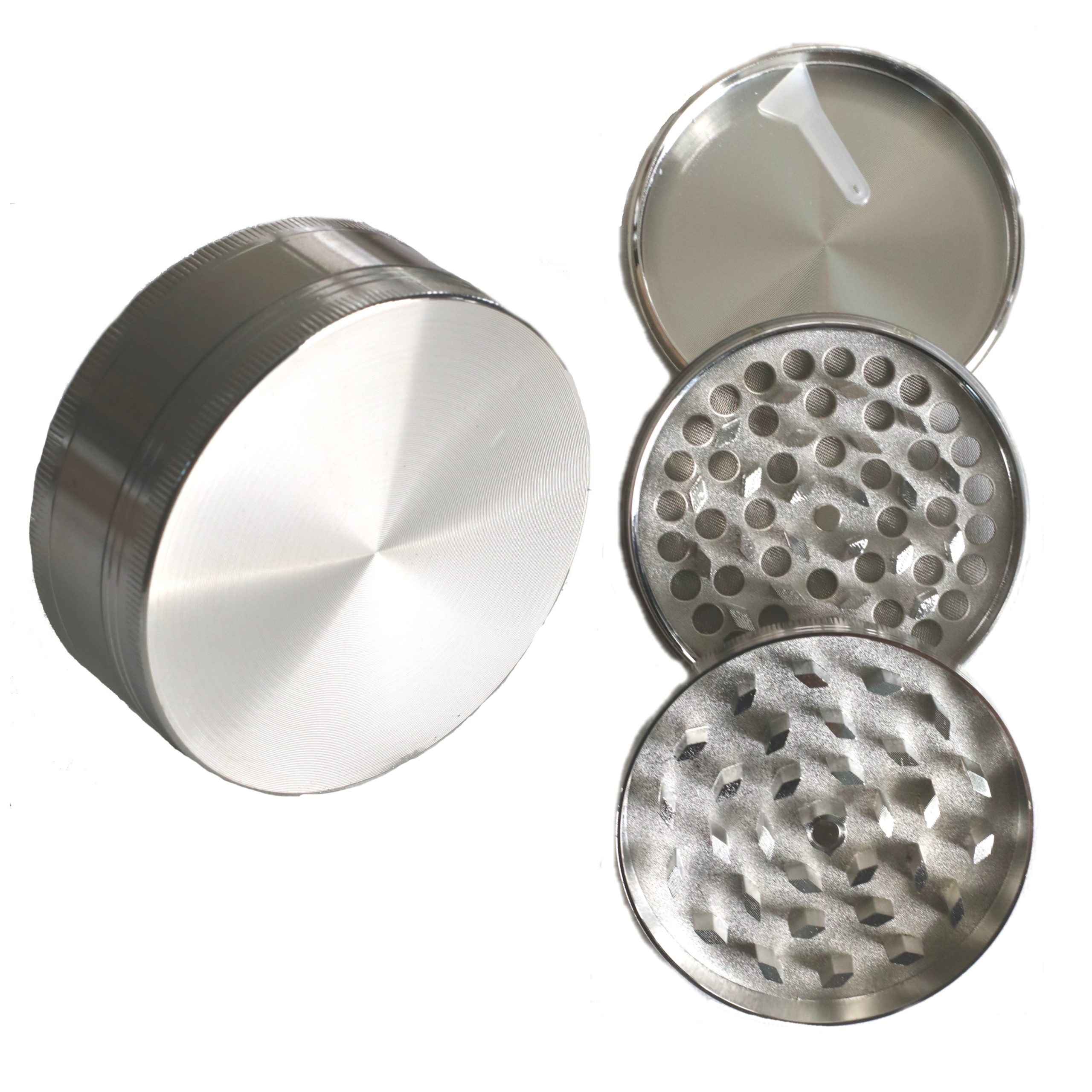 3" Professional Grade Herb Grinder- 3pc magnetic lid with screen- Top Quality-Silver - Metal Herb Grinder