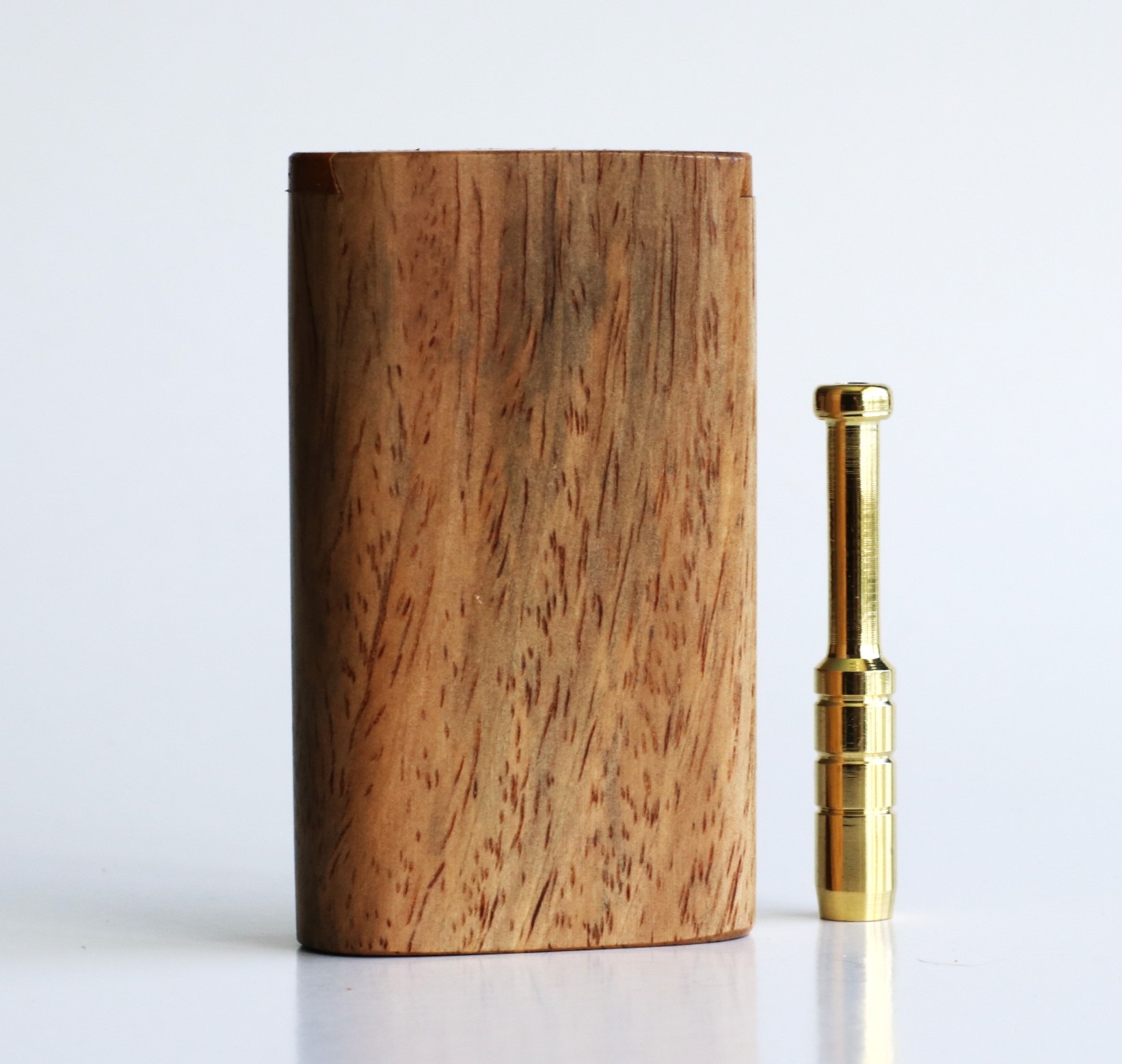 3" Blonde Cocobolo Slider Lid Dugout & Brass one hitter pipe - Wood Herb Grinder