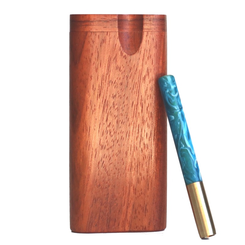 4" Jatoba Swivel Lid Dugout & One hitter pipe-American Handcrafted Stash Boxes - Jatoba Wood Dugout