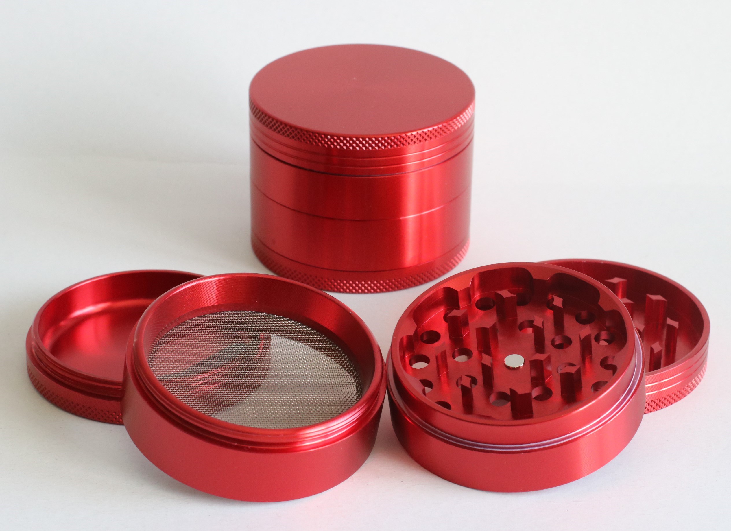 2.5" Red 4 pc Professional Herb Grinder - Red Herb Grinder