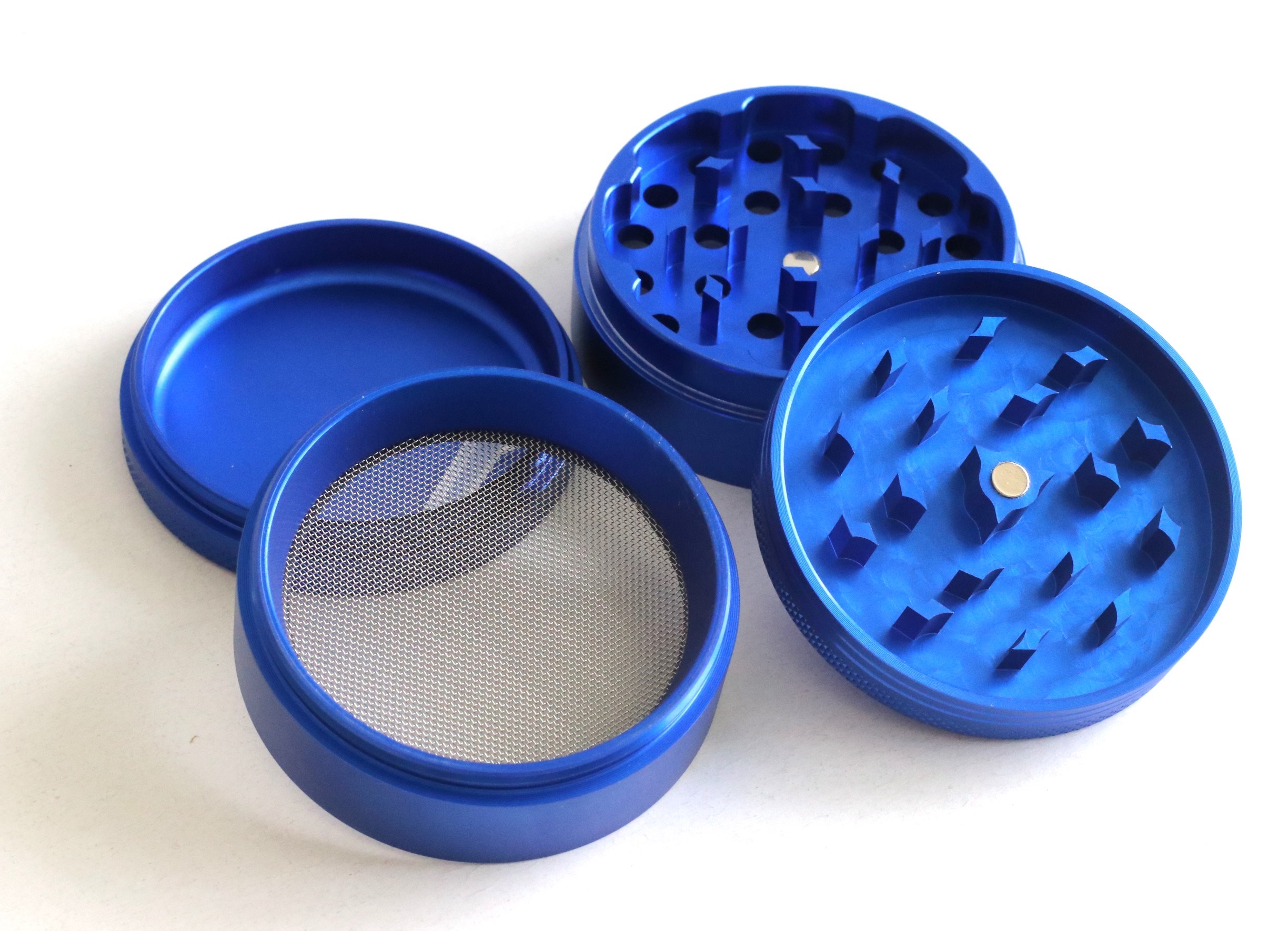 Blue Herb Grinder- 2.5" 4 Piece Professional Grade herb Grinder - Blue Metal Herb Grinder