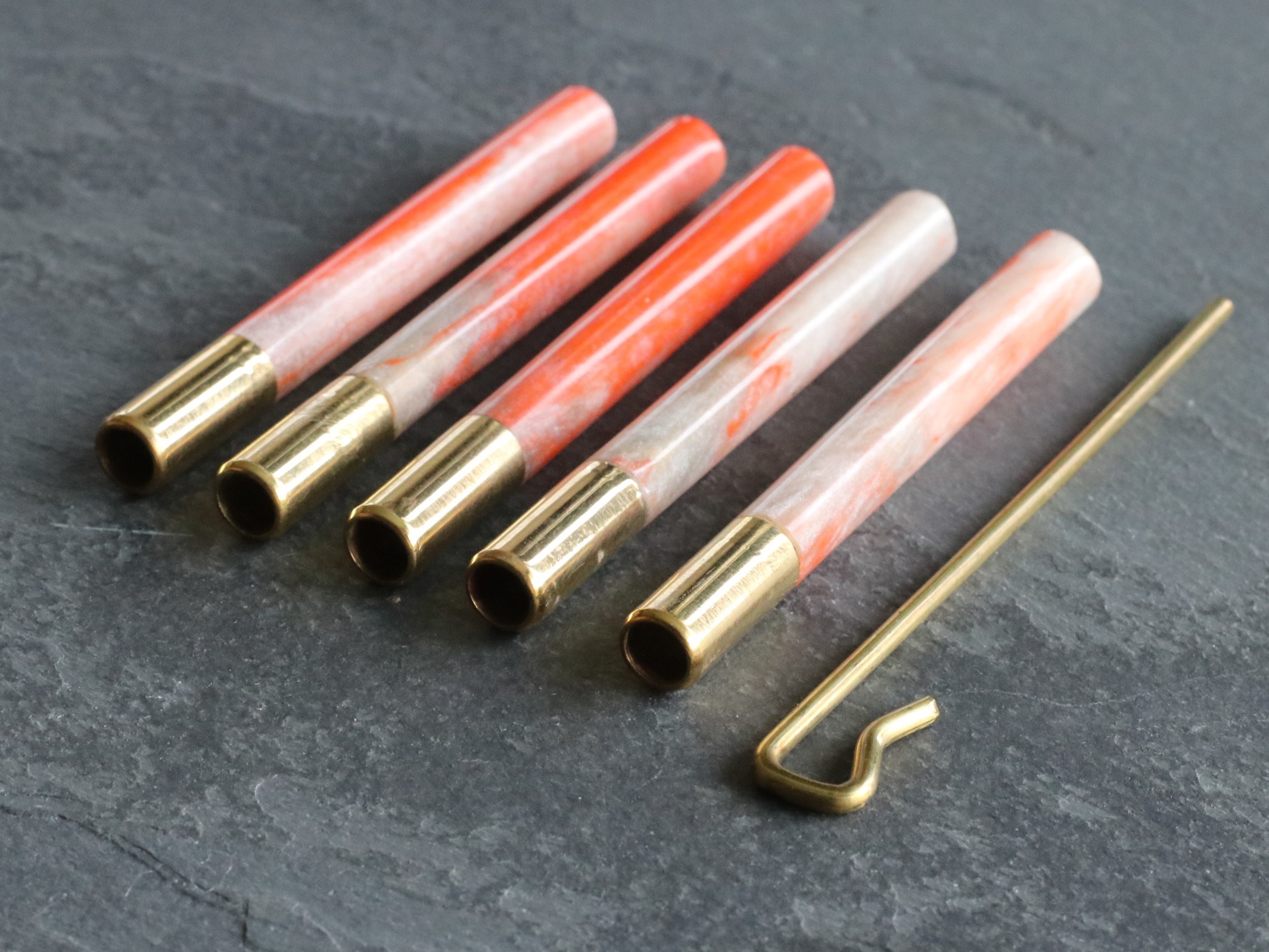 Set of 5 x 3" Pink Resin Brass Bats-Designed for 4" dugouts-Poker included