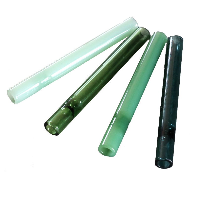 The Green Collection: 4" Glass Multi Hitter Pipes- Extra Thick Glass & Deep Bowl- Quality Glass Hitter Pipes - 4' Glass Spoon Pipe