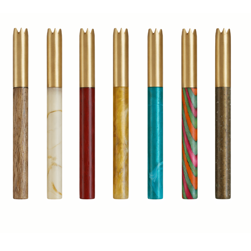 3" Brass Grinder Tip One Hitter Pipes w/wood cover & Brass Poker-Fits most 4" Dugouts - pro420 grinder tip
