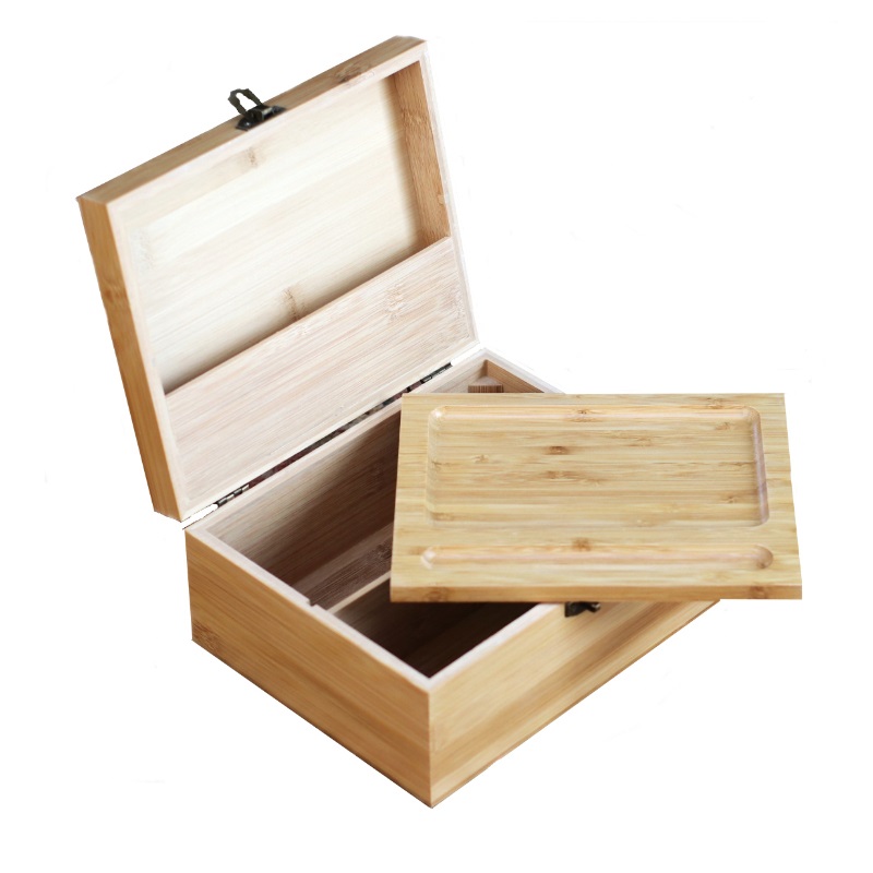 Bamboo Stash Box-Treasure Box-Jewelry Box-Keep Safe-9" x 7" - Treasure Box-9 x 7 Wood Compartment Box
