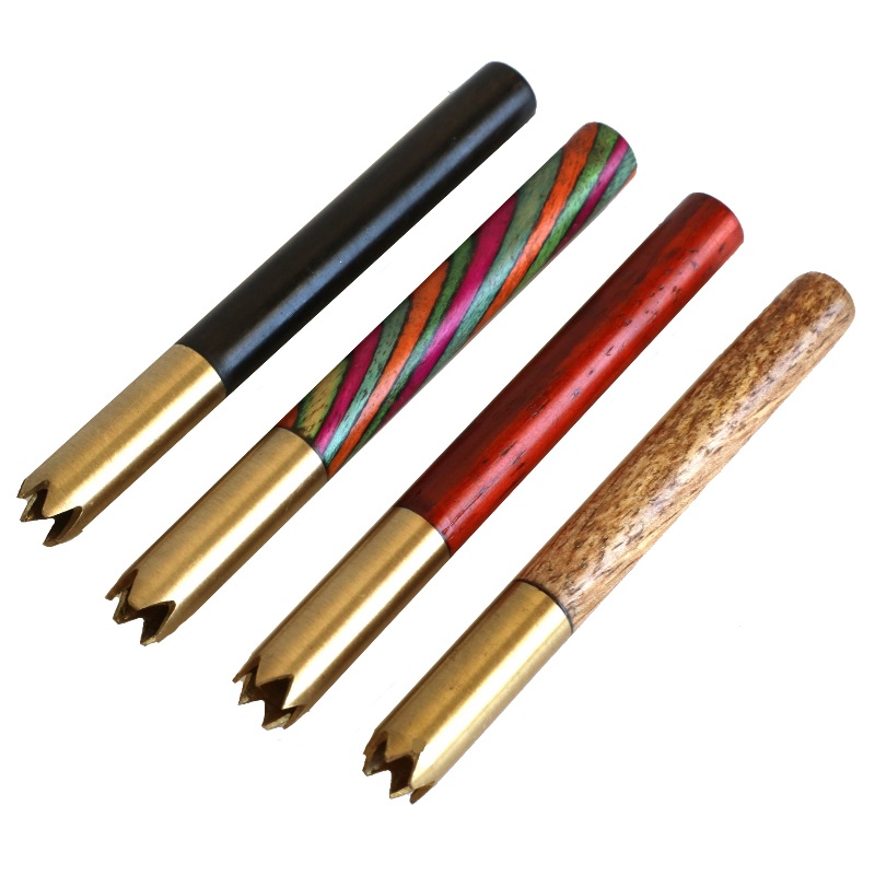 3" Grinder Tip Brass Pipes designed for 4" dugouts-Brass Tube/Wood Cover/Brass Poker included - 3' Brass Grinder Tip Pipe