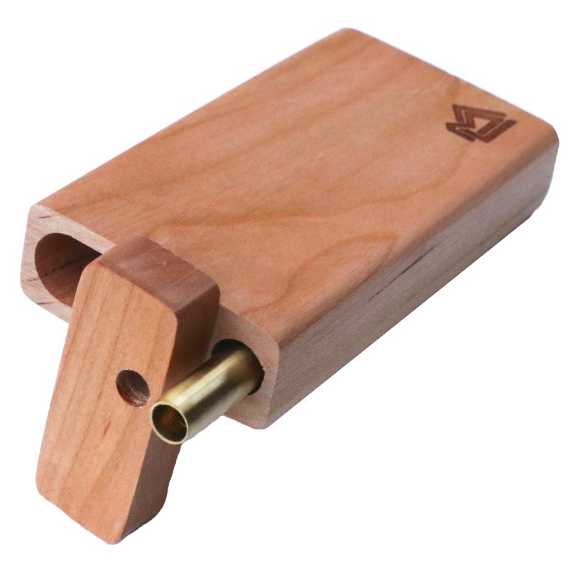 4" American Cherry Wood Dugout & One Hitter Pipe - Handcrafted Wood Dugout One Hitter