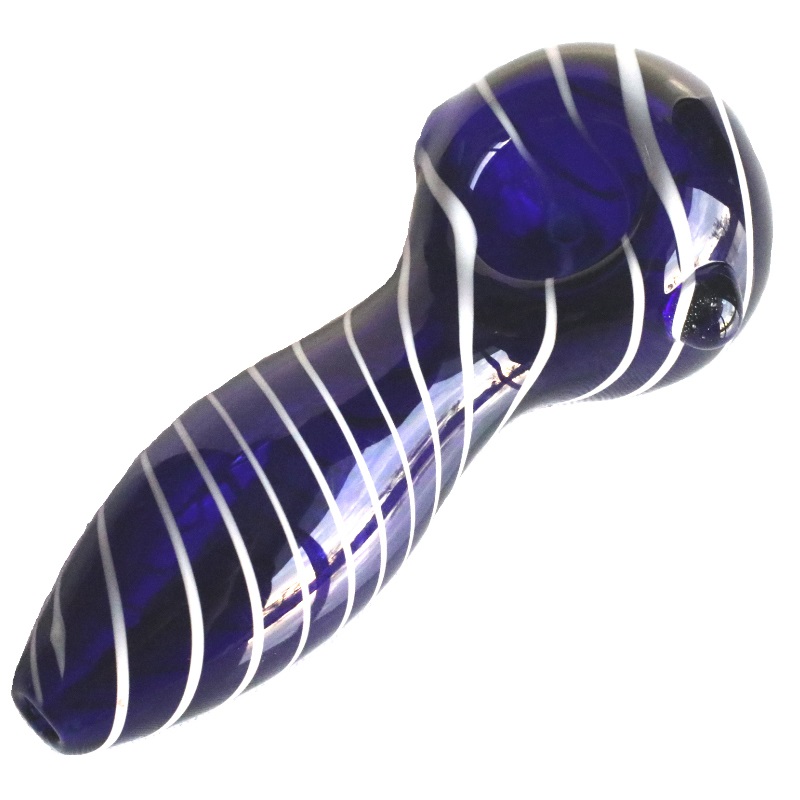 4.5" Cobalt Blue Spiral Spoon Pipe - Glass Spoon Pipe