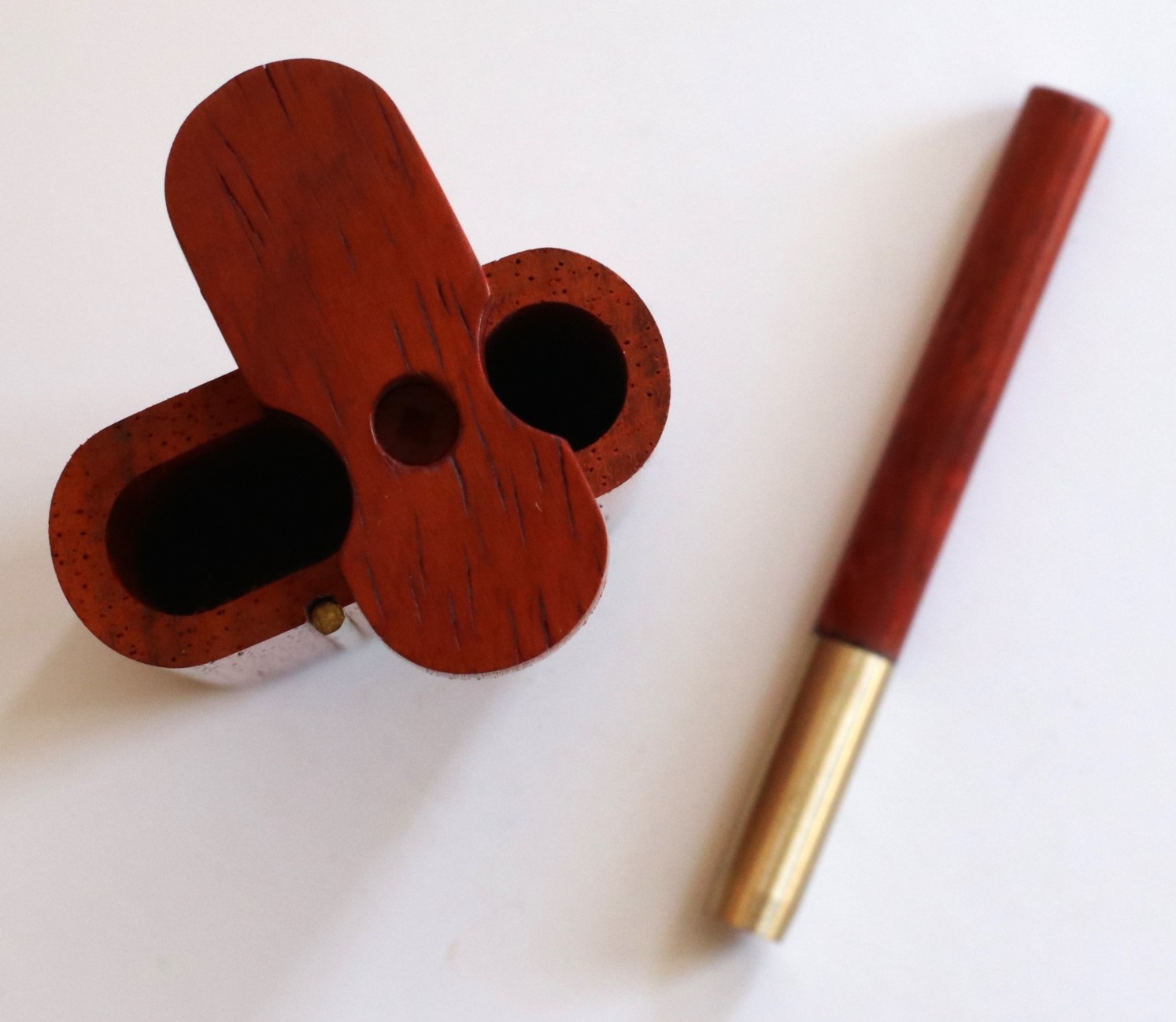 3" & 4" Red Padauk Swivel Lid Dugouts-Built in Poker & One Hitter Pipe - Padauk Dugout