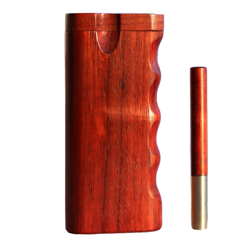 4" Padauk Spring Lock Dugouts & One hitter pipes-American Handcrafted Stash Boxes - Pad Grip 4 Snap Top Dugout