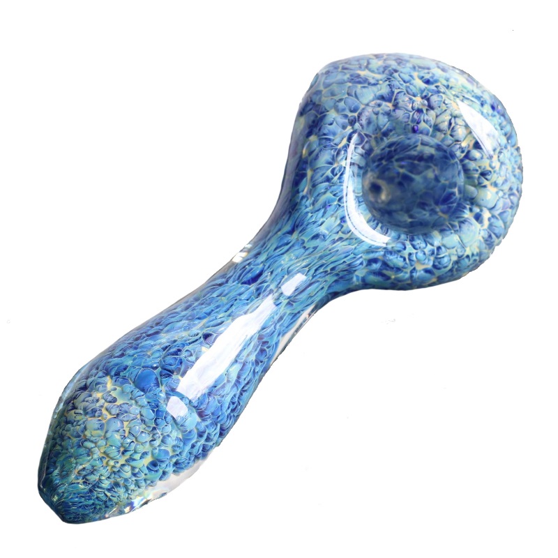 4" Glass Spoon Pipe-Blue Tie Dye - Glass Spoon Pipe