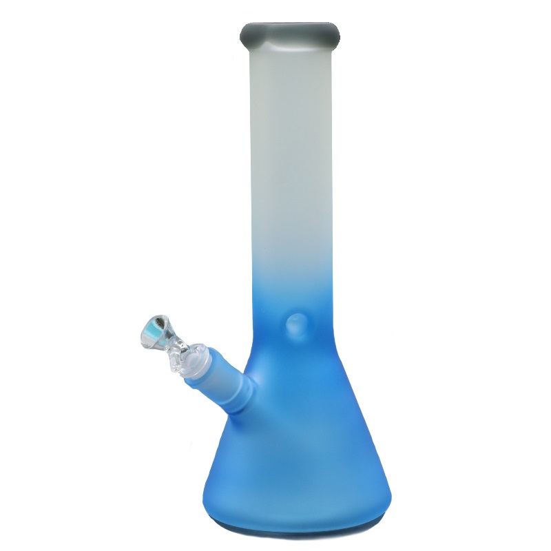 12" GRAV Frosted Glass Bong-Water Pipe-Downstem & Herb Slide-Blue White Fade Glow in the Dark - Glow in the Dark Water Bong